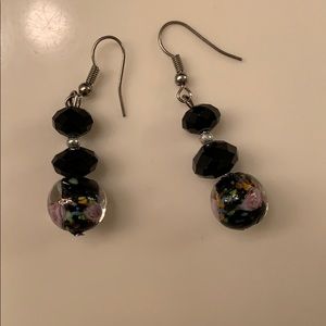 🌸 New dangly boho rose glass drop beaded earrings